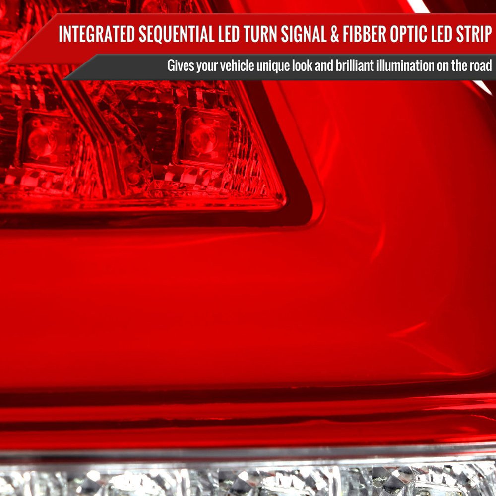 Fits 2015-2021 Subaru WRX Sequential White Bar LED Tail Lights (Chrome Housing/Red Lens) - Image 5
