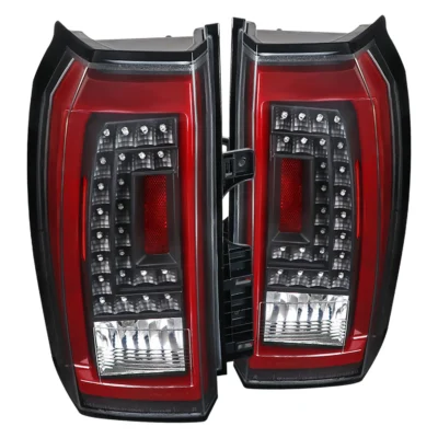 Fits 2015-2020 GMC Yukon/Yukon XL Denali SLE/SLT LED Tail Lights (Black Housing/Clear Lens w/ Red Bar)