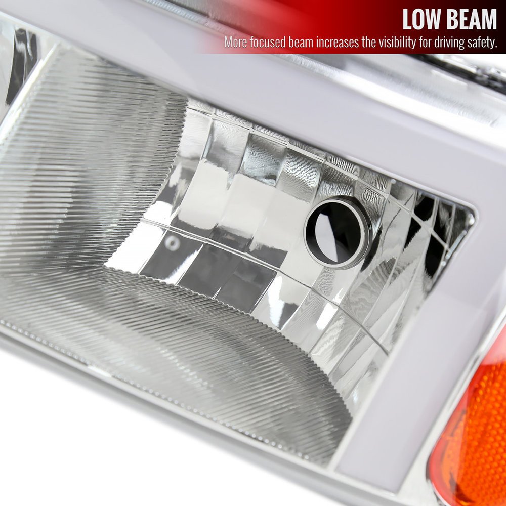 Fits 1999-2006 GMC Sierra Denali/2007 Sierra Classic Denali/2000-2006 Yukon/XL Denali Factory Style Headlights with LED Sequential Turn Signal Bumper Lights (Chrome Housing/Clear Lens) - Image 7