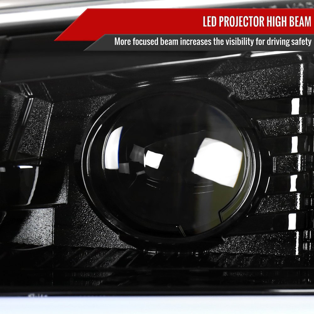 Fits 2003-2007 Chevrolet Silverado Avalanche LED Projector DRL Headlights w/ Bumper Lights (Jet Black Housing/Clear Lens) - Image 6