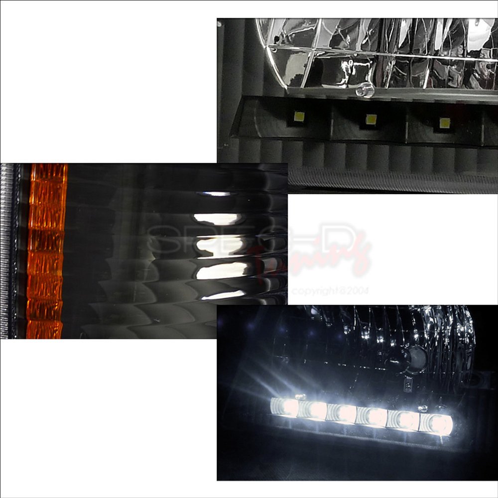 Fits 1992-2006 Ford Econoline E-Series LED Strip Factory Headlights and Corner Lights (Matte Black Housing/Clear Lens) - Image 3