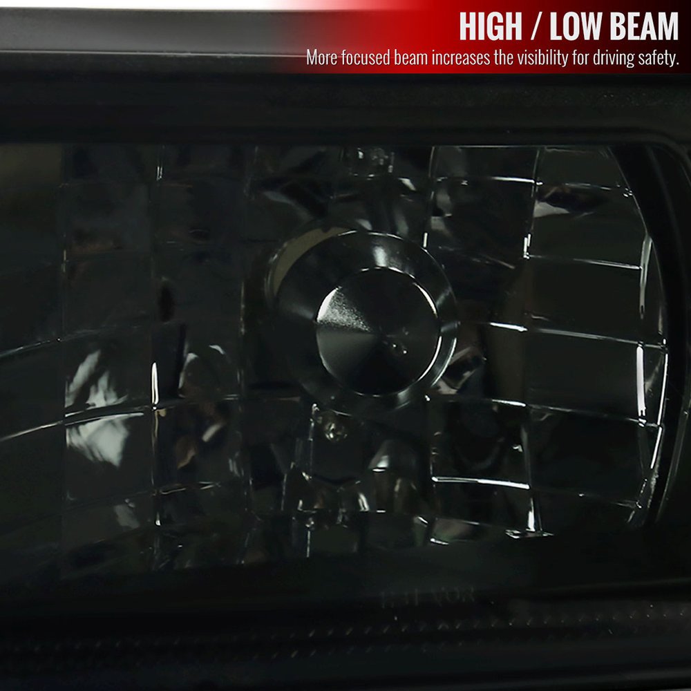 Fits 1987-1993 Ford Mustang Crystal Headlights (Chrome Housing/Smoked Lens) - Image 9