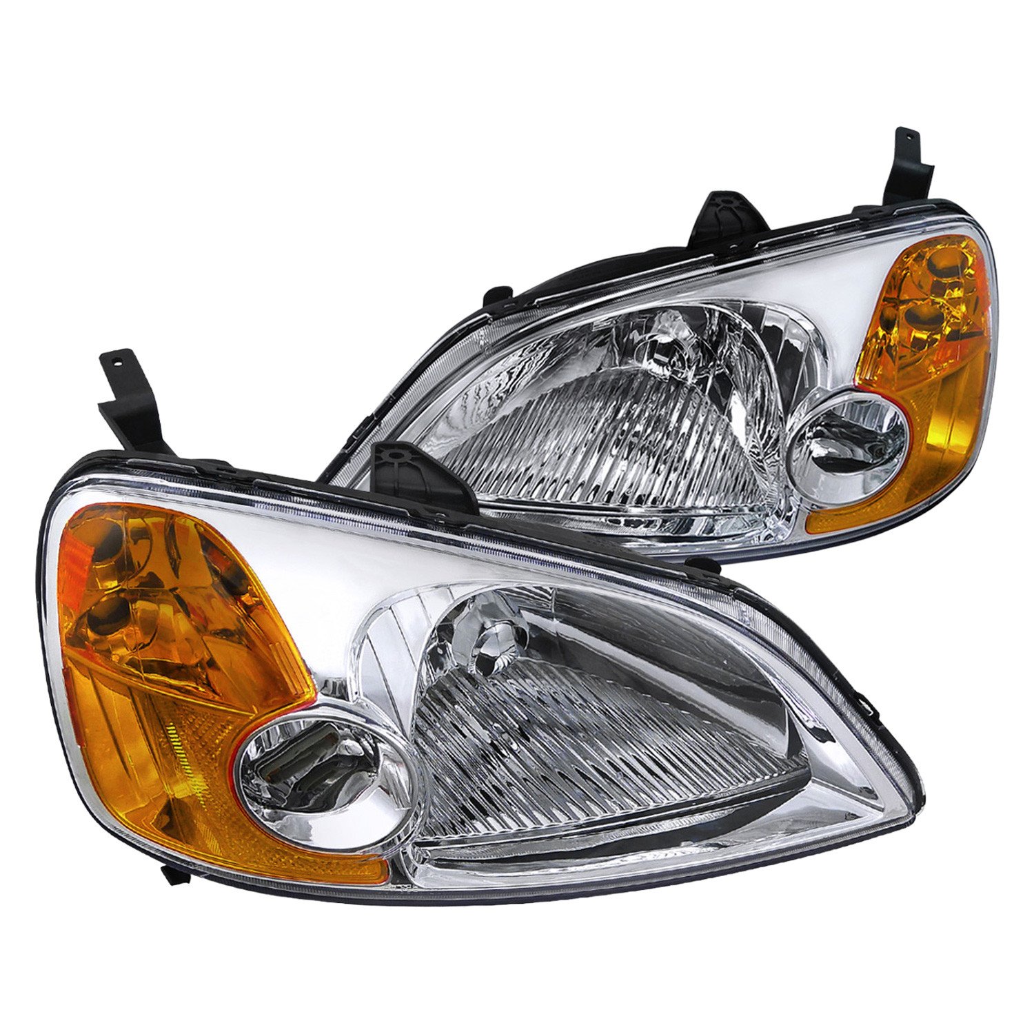 Fits 2001-2003 Honda Civic Factory Style Headlights (Chrome Housing/Clear Lens)