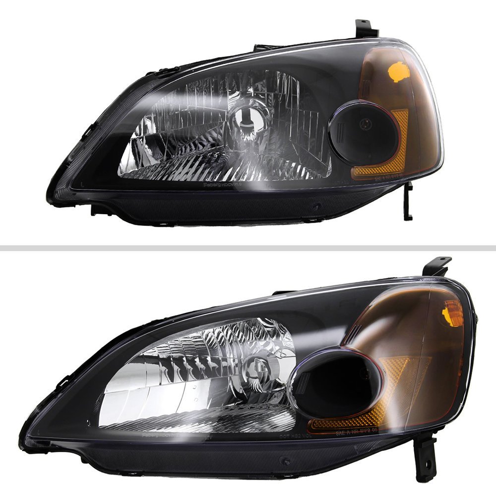 Fits 2001-2003 Honda Civic Factory Style Headlights (Matte Black Housing/Clear Lens) - Image 8