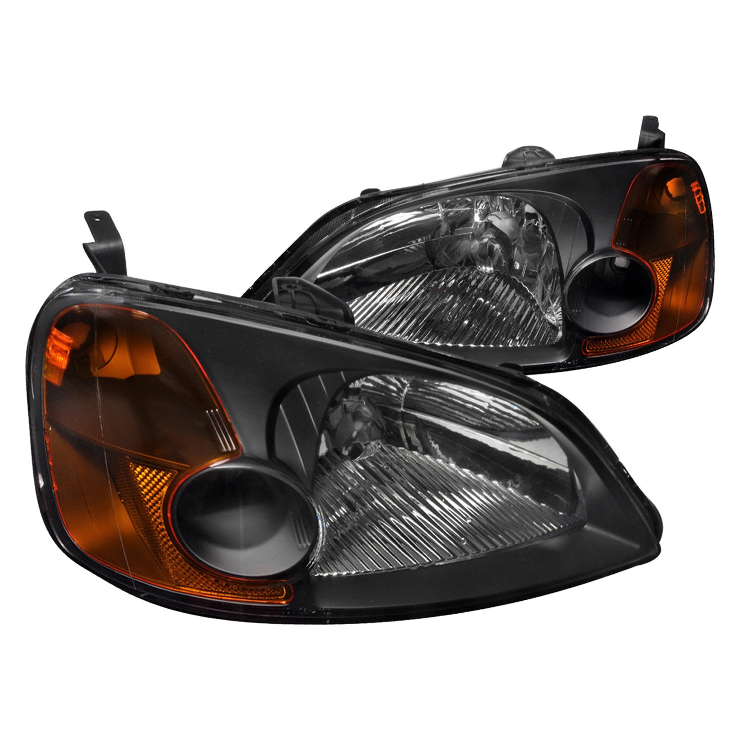 Fits 2001-2003 Honda Civic Factory Style Headlights (Matte Black Housing/Clear Lens)
