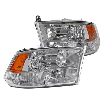 Fits 2009-2018 Dodge RAM 1500/ 2019-2021 RAM Classic/ 2010-2018 RAM 2500 3500 Factory Quad Style Headlights (Chrome Housing/Clear Lens)