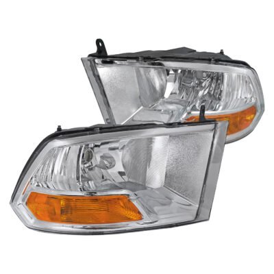 Fits 2009-2018 Dodge RAM 1500 / 2019-2021 RAM Classic / 2010-2018 RAM 2500 3500 Factory Dual Style Headlights (Chrome Housing/Clear Lens)