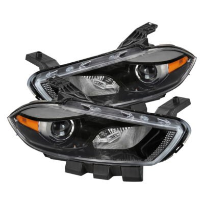 Fits 2013-2016 Dodge Dart Factory Style Headlights with Projector High/Low Beam (Jet Black Housing/Clear Lens)
