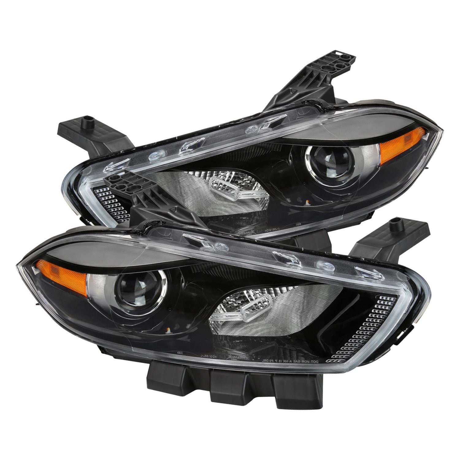 Fits 2013-2016 Dodge Dart Factory Style Headlights with Projector High/Low Beam (Jet Black Housing/Clear Lens)