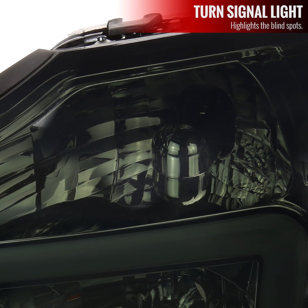 Fits 2004-2015 Nissan Titan / 2004-2007 Armada LED Bar Factory Headlights (Chrome Housing/Smoked Lens) - Image 4