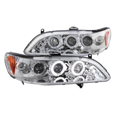 Fits 1998-2002 Honda Accord Dual Halo Projector Headlights (Chrome Housing/Clear Lens)