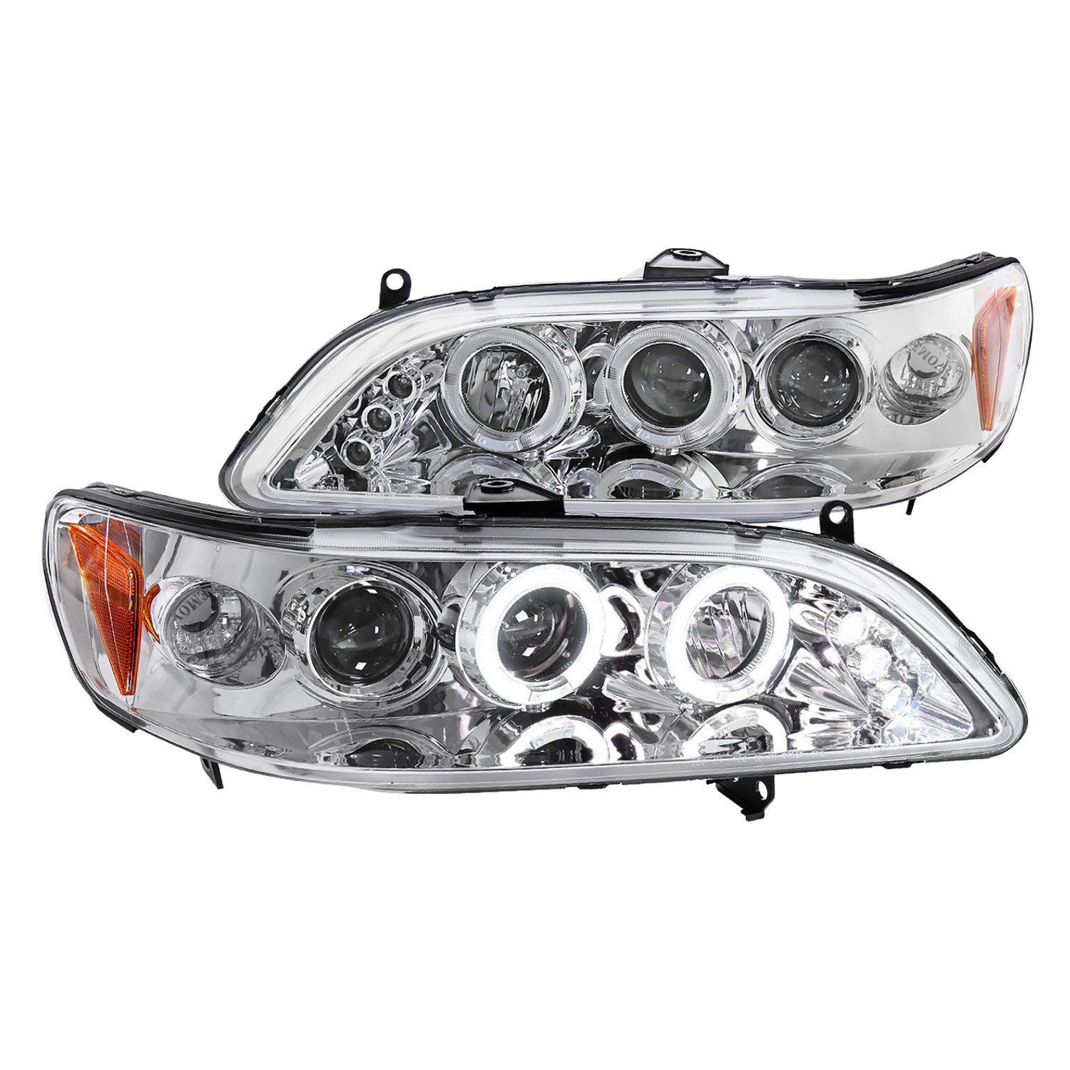 Fits 1998-2002 Honda Accord Dual Halo Projector Headlights (Chrome Housing/Clear Lens)