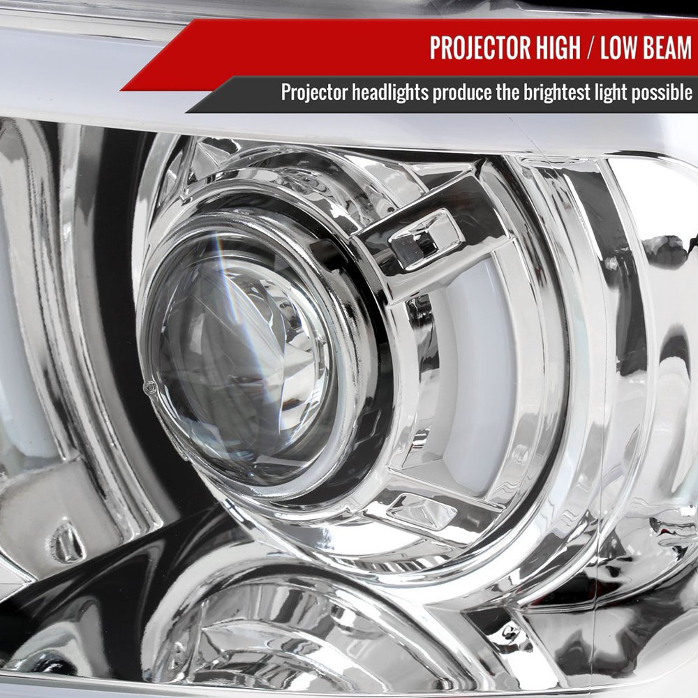 Fits 2004-2008 Ford F-150/ 2006-2008 Lincoln Mark LT Projector Style Headlights w/ LED Bar (Chrome Housing/Clear Lens) - Image 7