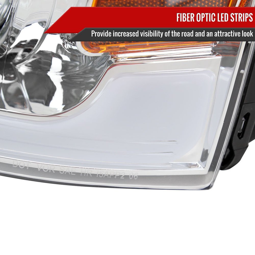 Fits 2004-2008 Ford F-150/ 2006-2008 Lincoln Mark LT Projector Style Headlights w/ LED Bar (Chrome Housing/Clear Lens) - Image 6