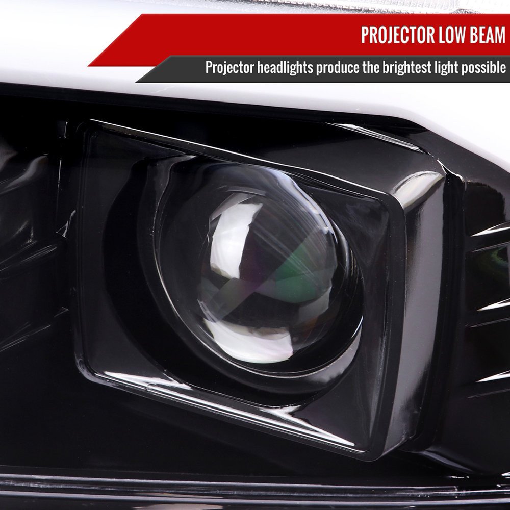 Fits 1999-2004 Ford F-250/F-350/F-450/F-550 /2000-2004 Ford Excursion LED Bar Projector Headlights (Jet Black Housing/Clear Lens) - Image 7