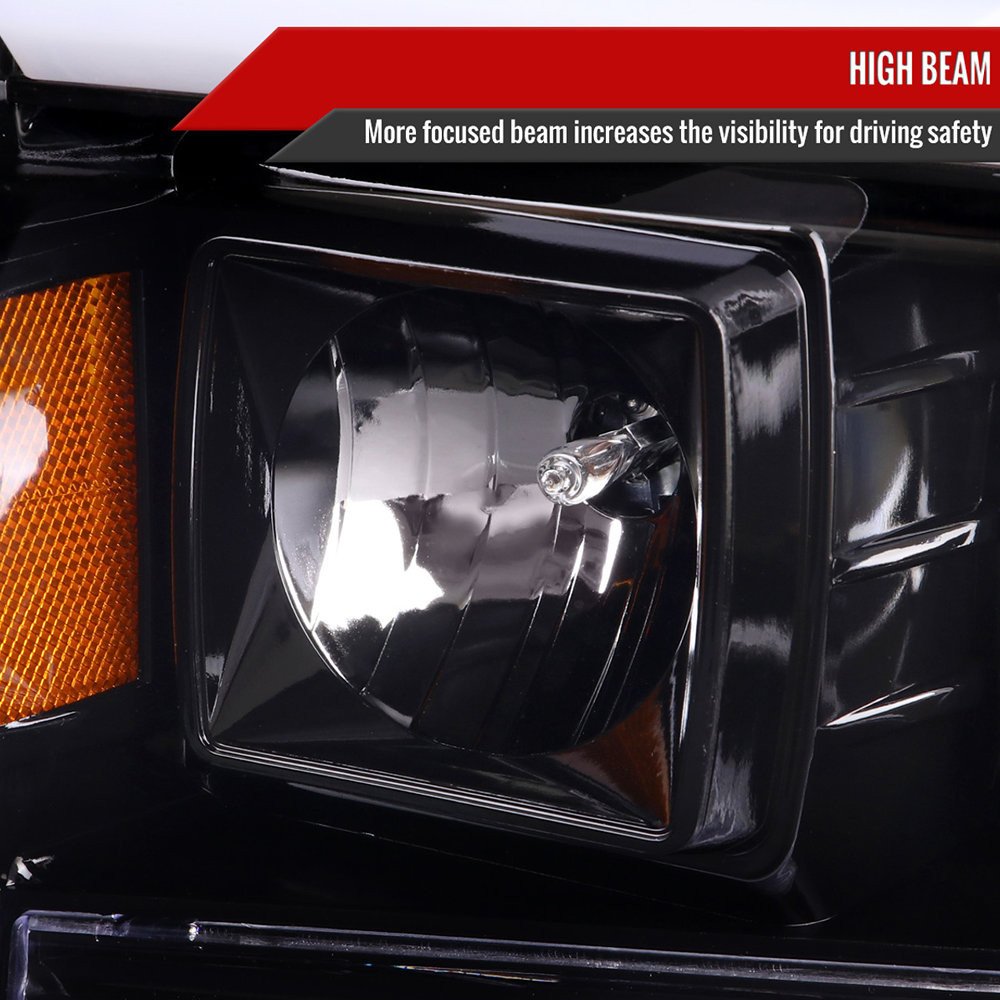 Fits 1999-2004 Ford F-250/F-350/F-450/F-550 /2000-2004 Ford Excursion LED Bar Projector Headlights (Jet Black Housing/Clear Lens) - Image 6