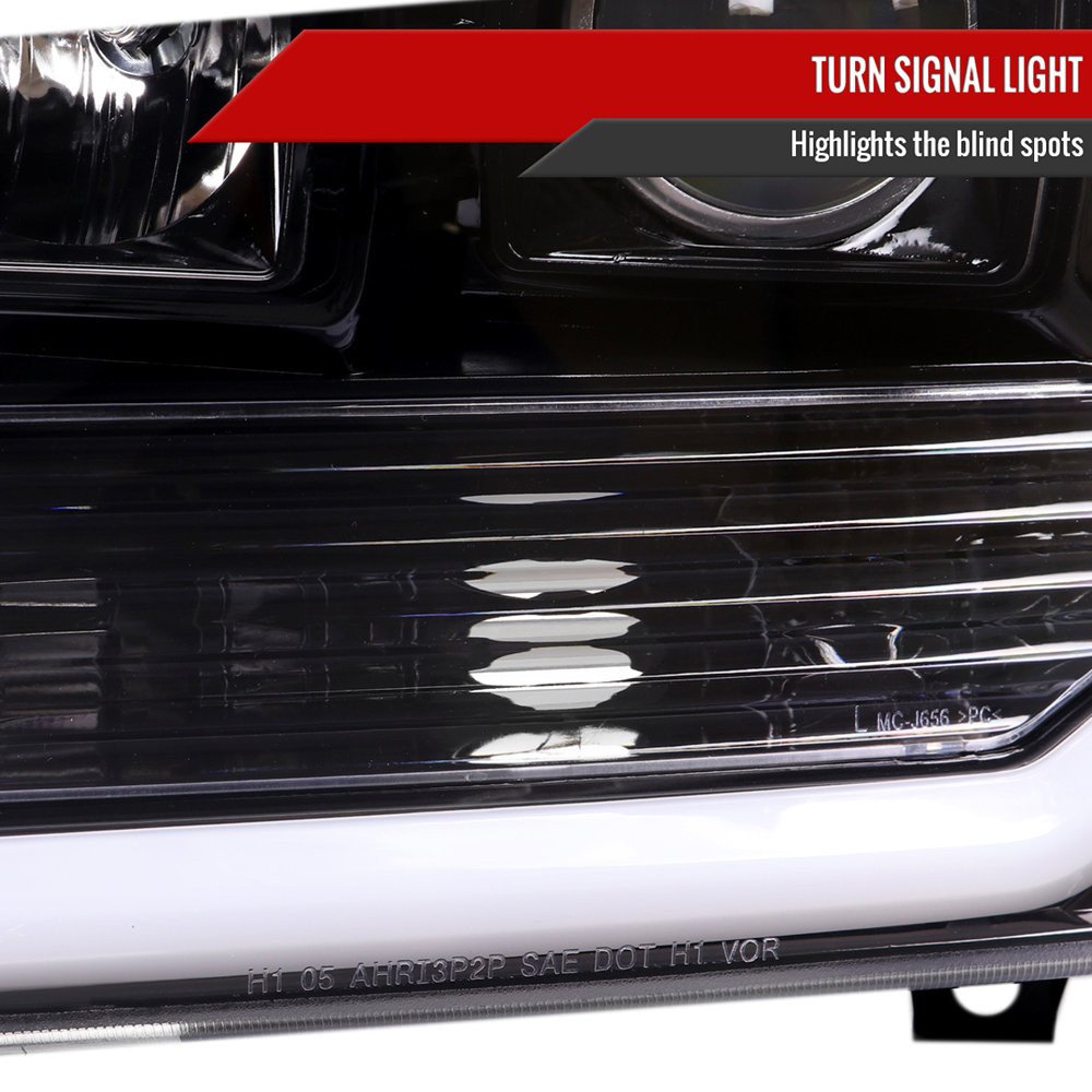 Fits 1999-2004 Ford F-250/F-350/F-450/F-550 /2000-2004 Ford Excursion LED Bar Projector Headlights (Jet Black Housing/Clear Lens) - Image 4
