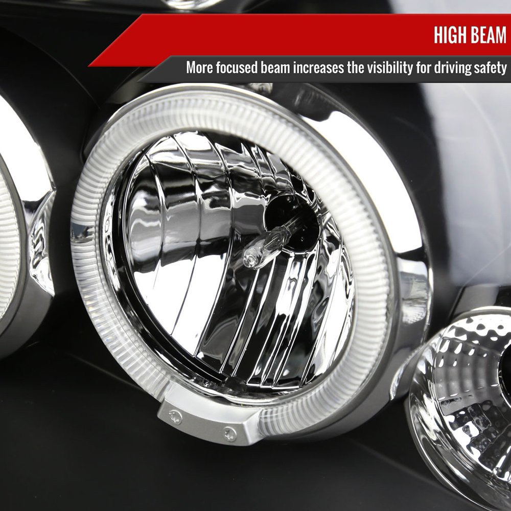 Fits 2001-2004 Nissan Frontier Dual Halo Projector Headlights (Matte Black Housing/Clear Lens) - Image 6