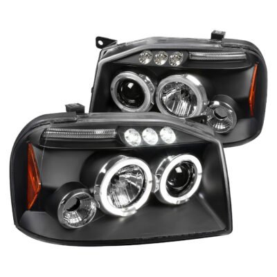 Fits 2001-2004 Nissan Frontier Dual Halo Projector Headlights (Matte Black Housing/Clear Lens)