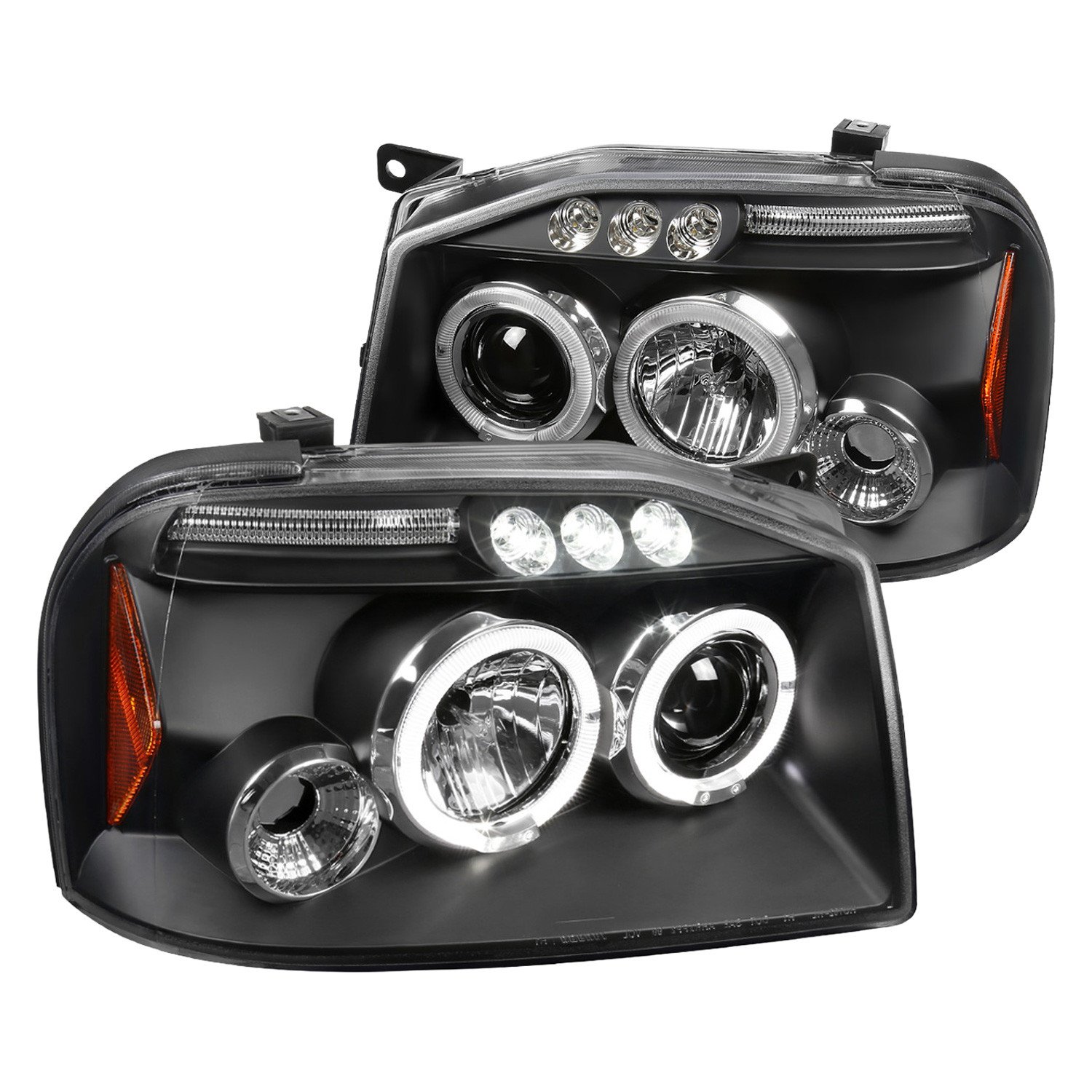 Fits 2001-2004 Nissan Frontier Dual Halo Projector Headlights (Matte Black Housing/Clear Lens)