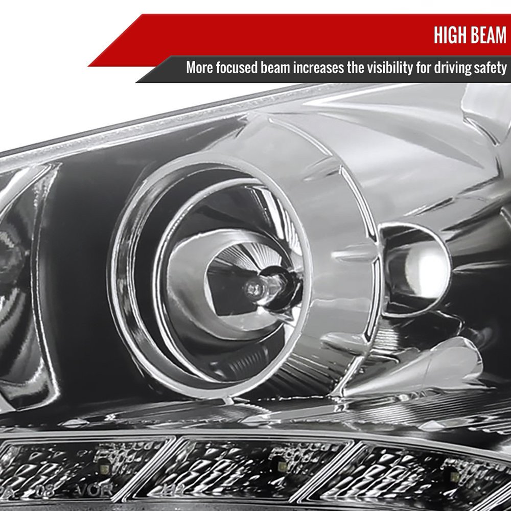 Fits 2010-2012 Hyundai Genesis Coupe Projector Headlights w/ SMD LED Light Strip (Chrome Housing/Clear Lens) - Image 7
