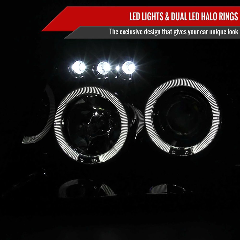 Fits 1999-2004 Jeep Grand Cherokee Dual Halo Projector Headlights (Glossy Black Housing/Smoked Lens) - Image 11