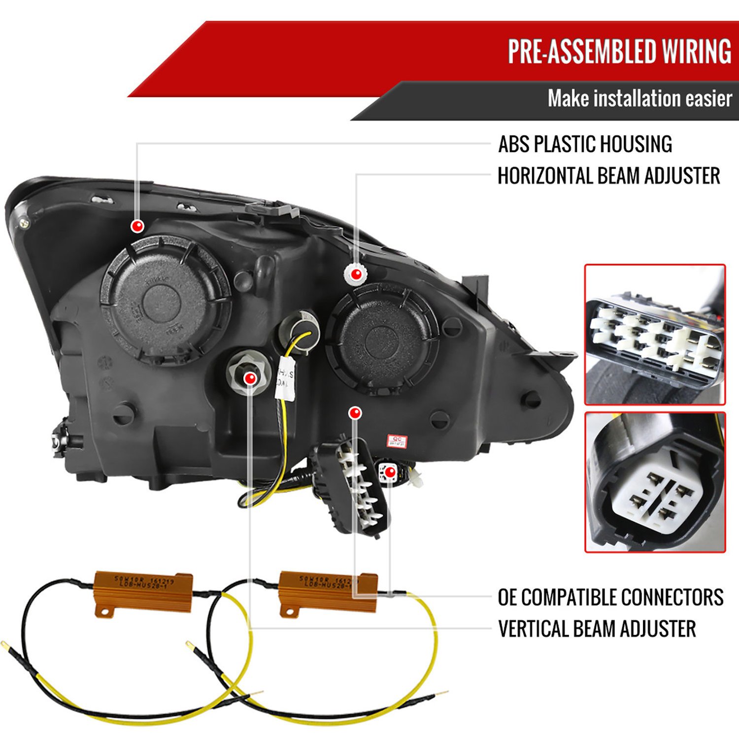 Fits 2006-2010 Lexus IS250/IS350 SMD LED Light Strip Projector Headlights (Chrome Housing/Clear Lens) - Image 3