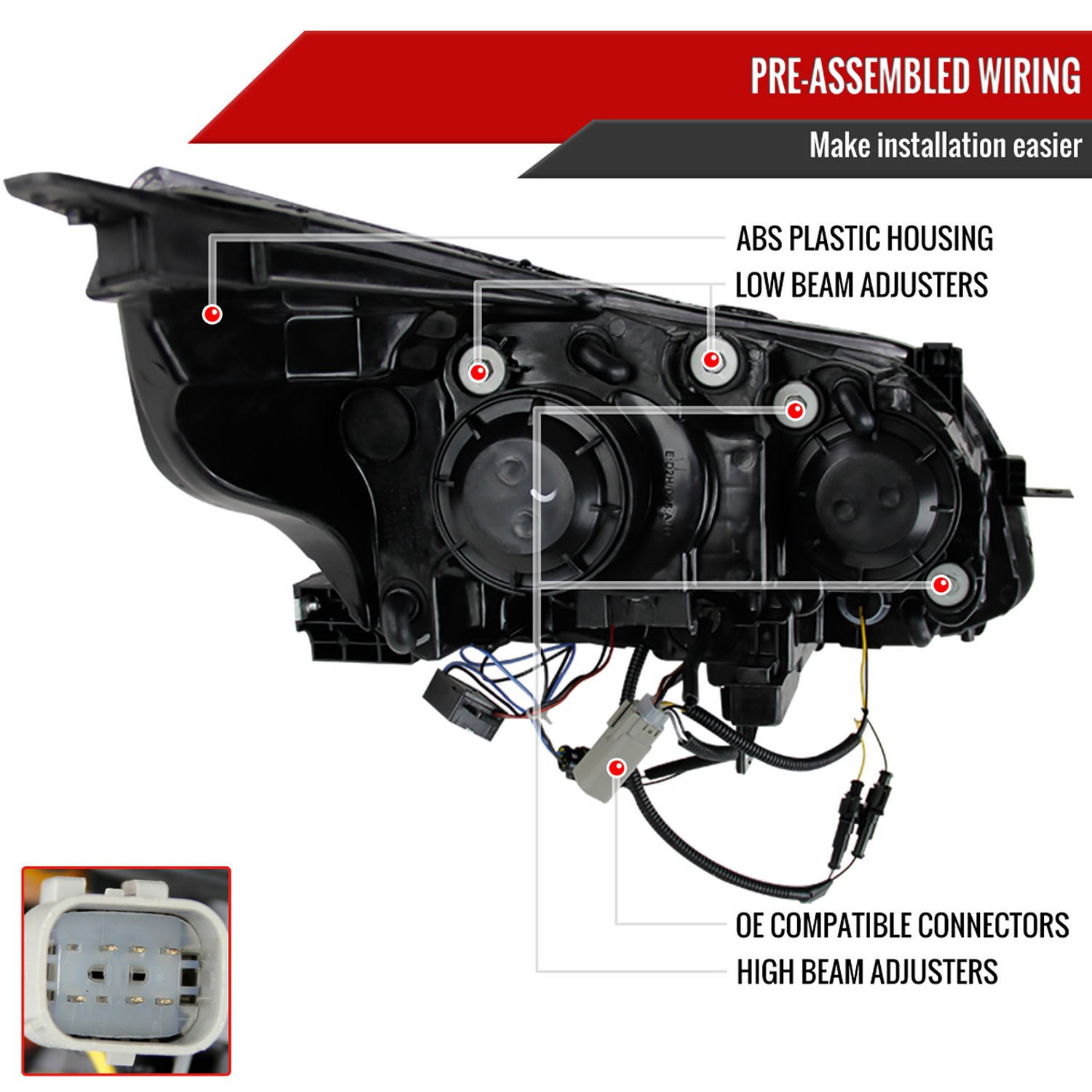 Fits 2013-2015 Chevrolet Malibu Projector Headlights (Matte Black Housing/Clear Lens) - Image 3