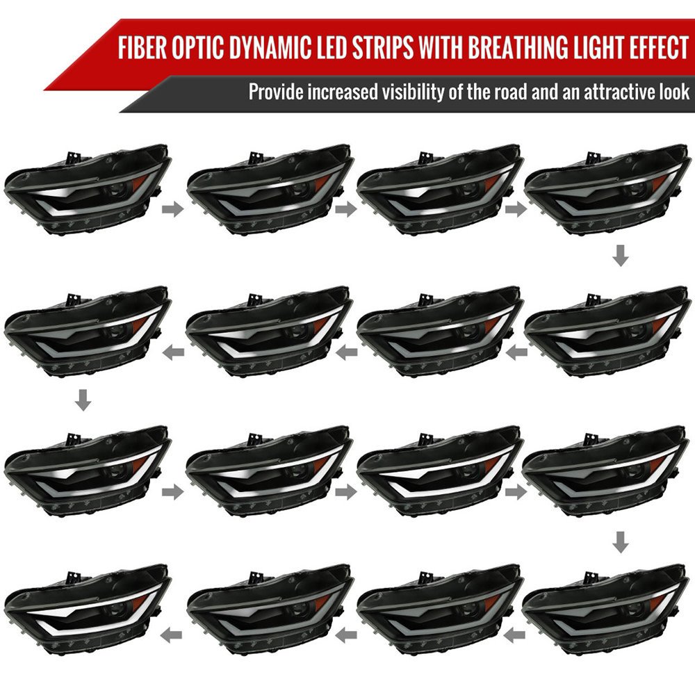 Fits 2015-2017 Ford Mustang/2018-2020 Mustang Shelby HID/Xenon Switchback Sequential LED Turn Signal Projector Headlights (Matte Black Housing/Smoked Lens) - Image 7
