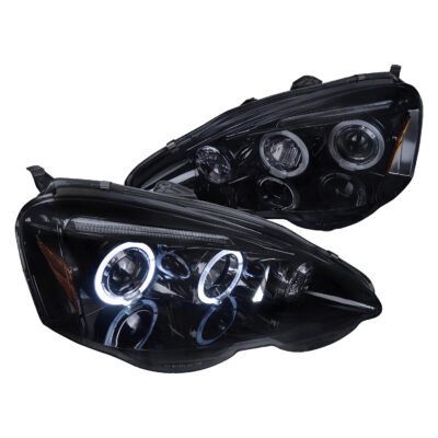 Fits 2002-2004 Acura RSX Dual Halo Projector Headlights (Glossy Black Housing/Smoked Lens)