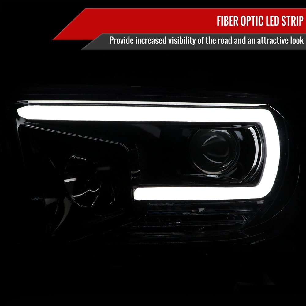 Fits 2007-2013 Toyota Tundra/ 2008-2017 Sequoia LED C-Bar Projector Headlights (Jet Black Housing/Clear Lens) - Image 8