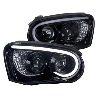 Fits 2004-2005 Subaru Impreza WRX/STI Outback Projector Headlights w/ LED Light Bar (Glossy Black Housing/Smoked Lens)