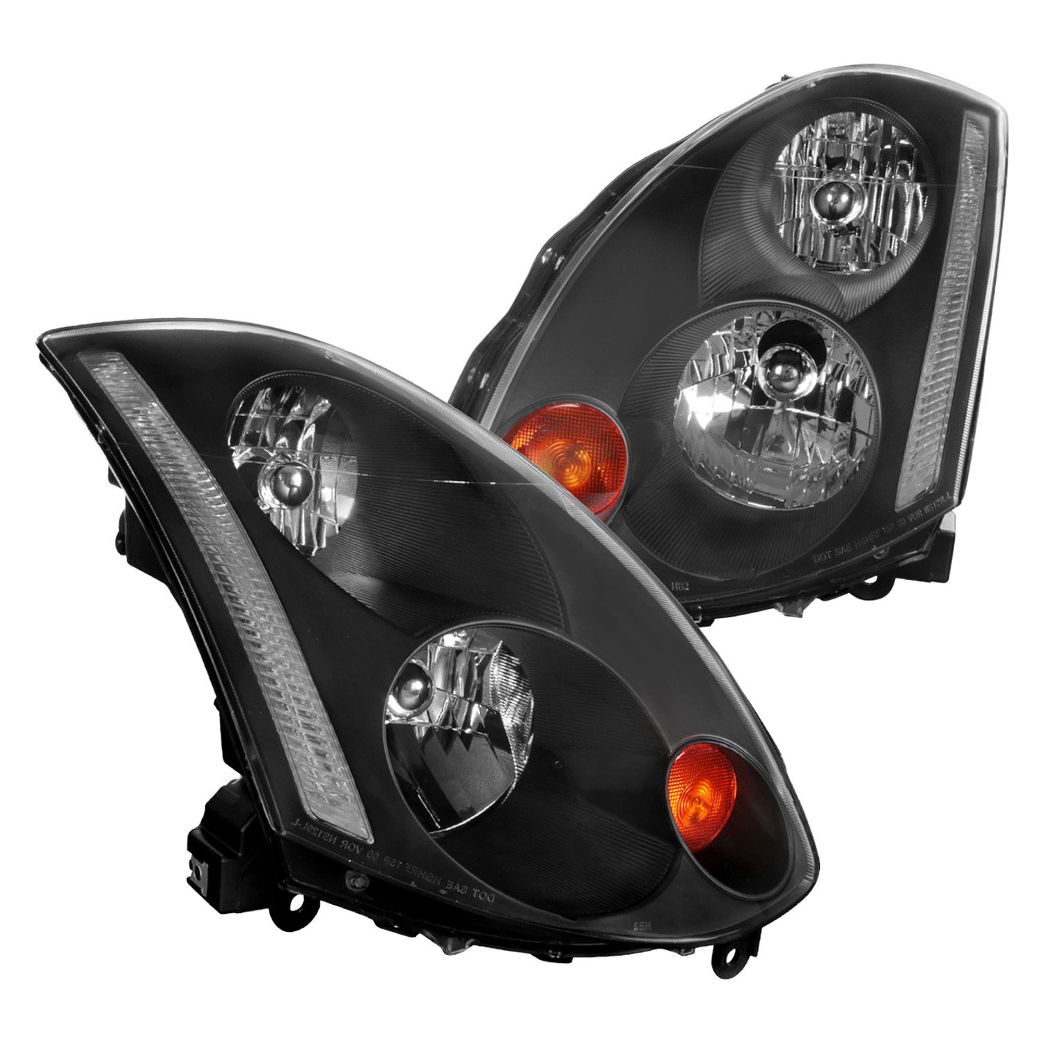 Fits 2003-2005 Infiniti G35 Coupe Factory Style Headlights (Matte Black Housing/Clear Lens)