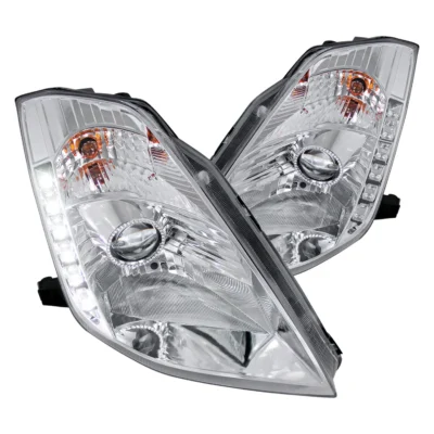 Fits 2003-2005 Nissan 350Z Projector Headlights w/ SMD LED Light Strip (Chrome Housing/Clear Lens)
