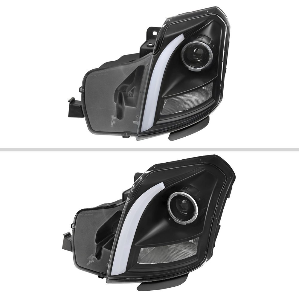 Fits 2003-2007 Cadillac CTS Halo Switchback Sequential LED Turn Signal Projector Headlights (Matte Black Housing/Clear Lens) - Image 7