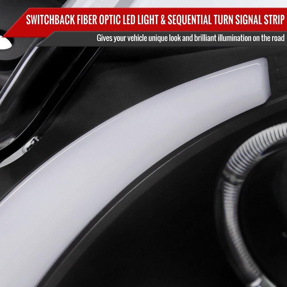Fits 2003-2007 Cadillac CTS Halo Switchback Sequential LED Turn Signal Projector Headlights (Matte Black Housing/Clear Lens) - Image 4