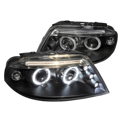 Fits 2001-2005 Volkswagen Passat Dual Halo Projector Headlights (Matte Black Housing/Clear Lens)