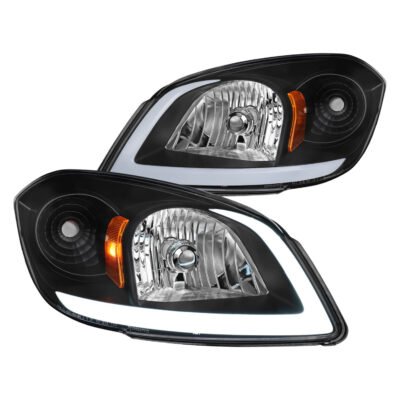Fits 2005–2010 Chevrolet Cobalt Pontiac G5 / Pursuit LED Bar Projector Headlights w/ LED DRL Light Tube (Black Housing / Clear Lens)
