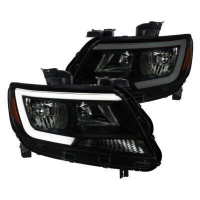 Fits 2015-2022 Chevrolet Colorado Factory Style Headlights with Sequential Switchback LED Bar Turn Signal (Matte Black Housing / Smoked Lens)