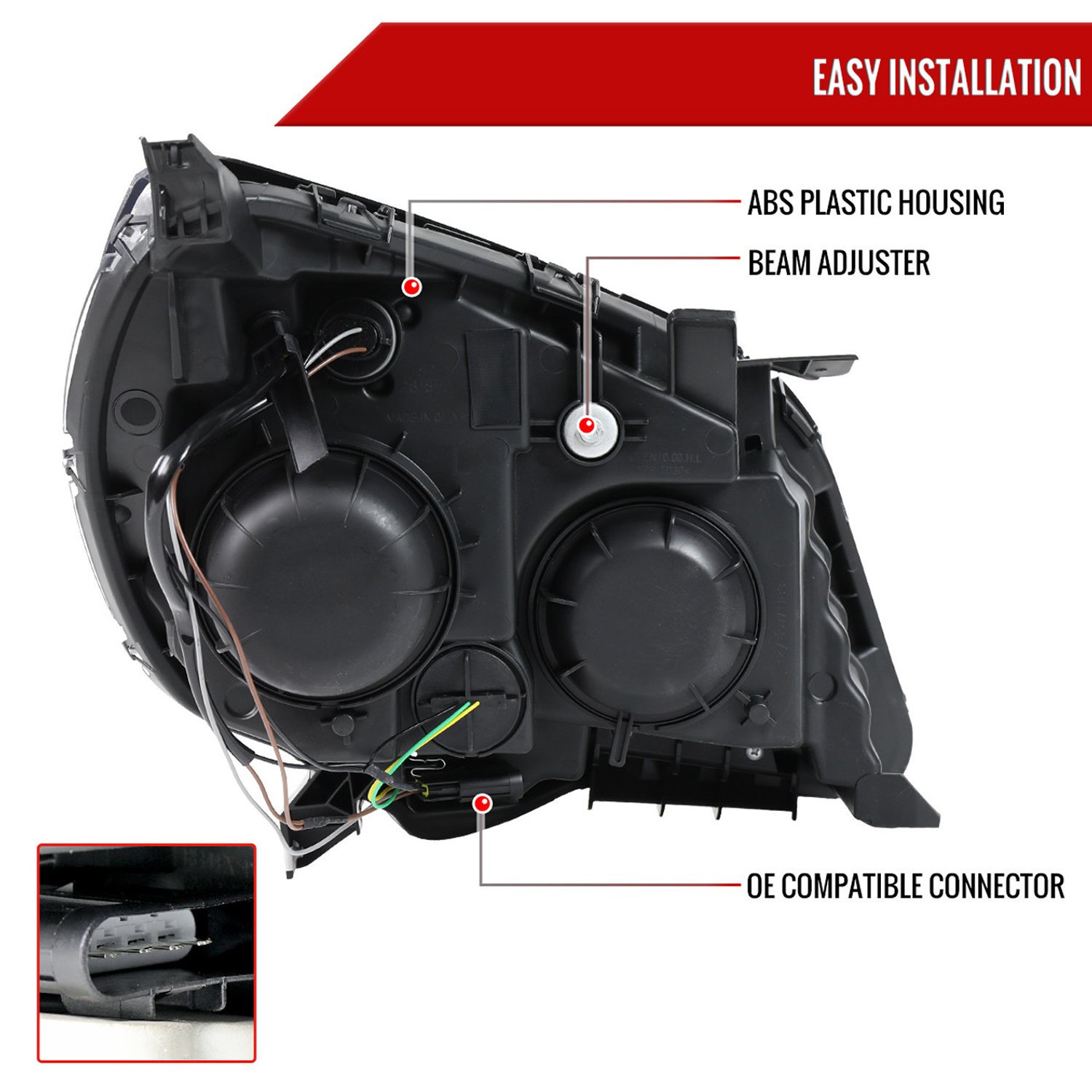 Fits 2010–2015 Chevrolet Equinox Factory Style Headlights (Matte Black Housing / Clear Lens) - Image 3