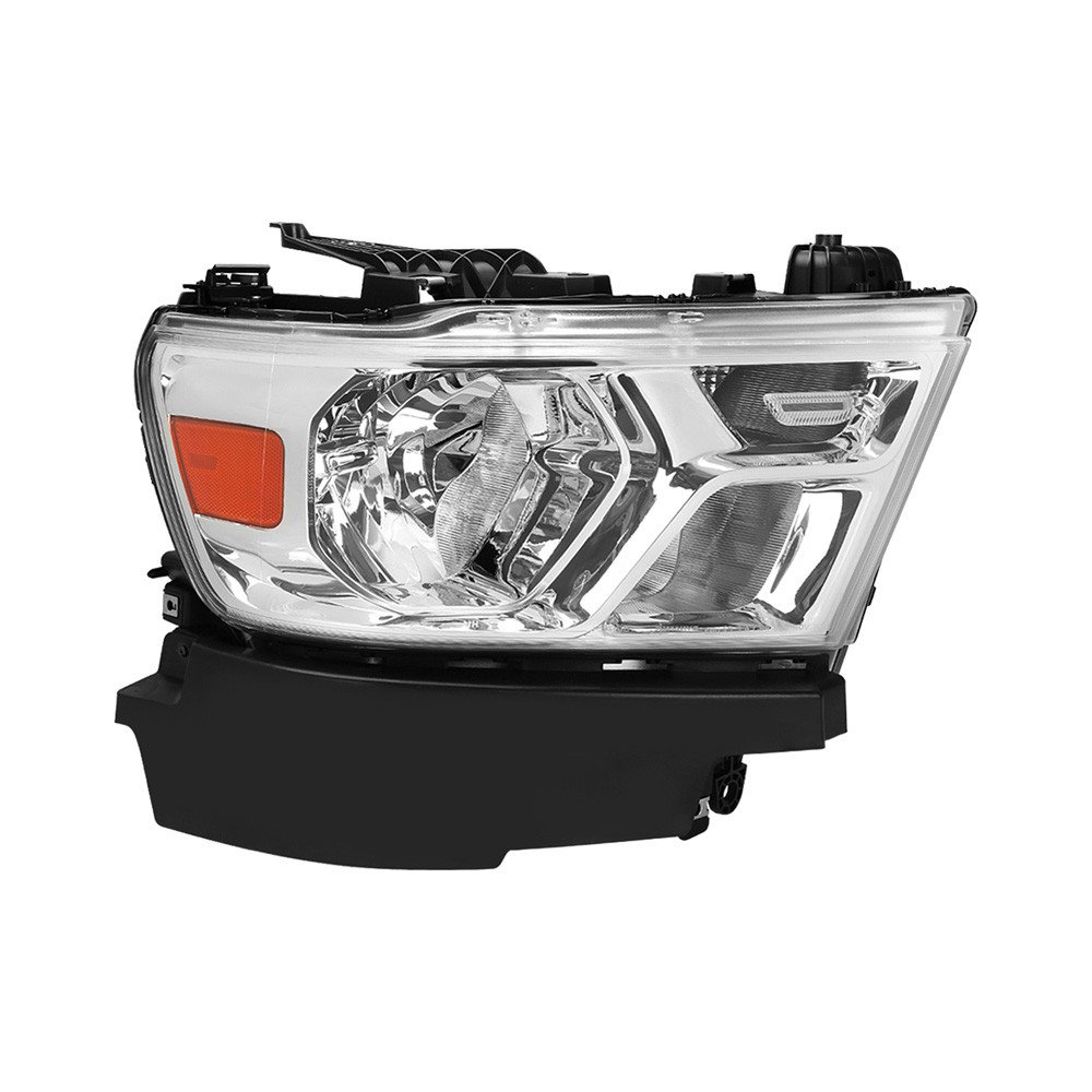Fits 2019-2024 Dodge Ram 1500 Factory Style Crystal Headlight - Passenger Side Only (Chrome Housing / Clear Lens)