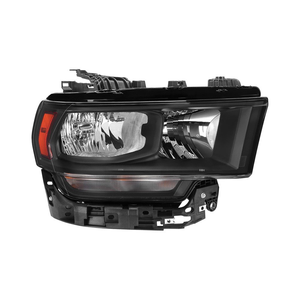 Fits 2019-2024 Dodge Ram 2500 3500 Factory Style Crystal Headlight - Passenger Side Only (Black Housing / Clear Lens)