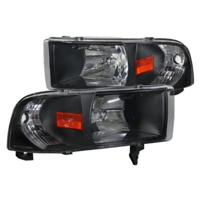 Fits 1994-2001 Dodge RAM 1500/ 1994-2002 RAM 2500 3500 Factory Style Headlights (Matte Black Housing/Clear Lens)
