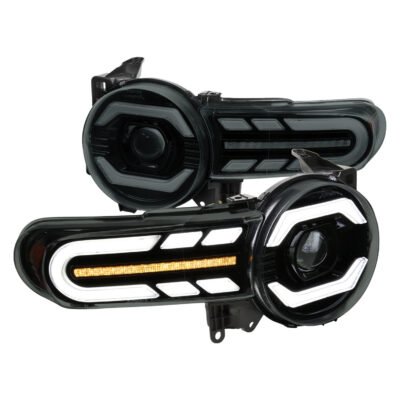Fits 2007-2014 Toyota FJ Cruiser Full LED Projector Headlights with Sequential LED Turn Signal (Matte Black Housing/Smoked Lens)