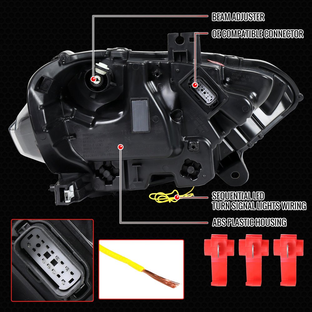 Fits 2018–2023 Ford Mustang Full LED Projector Headlights Switchback Sequential with Start-Up Animation (Glossy Black Housing / Clear Lens) - Image 3