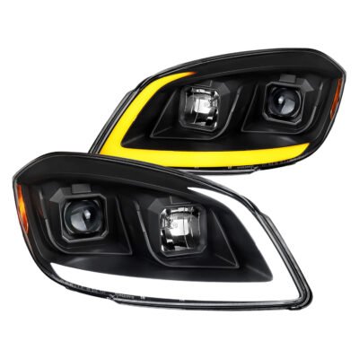 Fits 2005–2010 Chevrolet Cobalt Pontiac G5/Pursuit LED Bar Projector Headlights w/ LED DRL Light Tube (Matte Black Housing / Clear Lens)