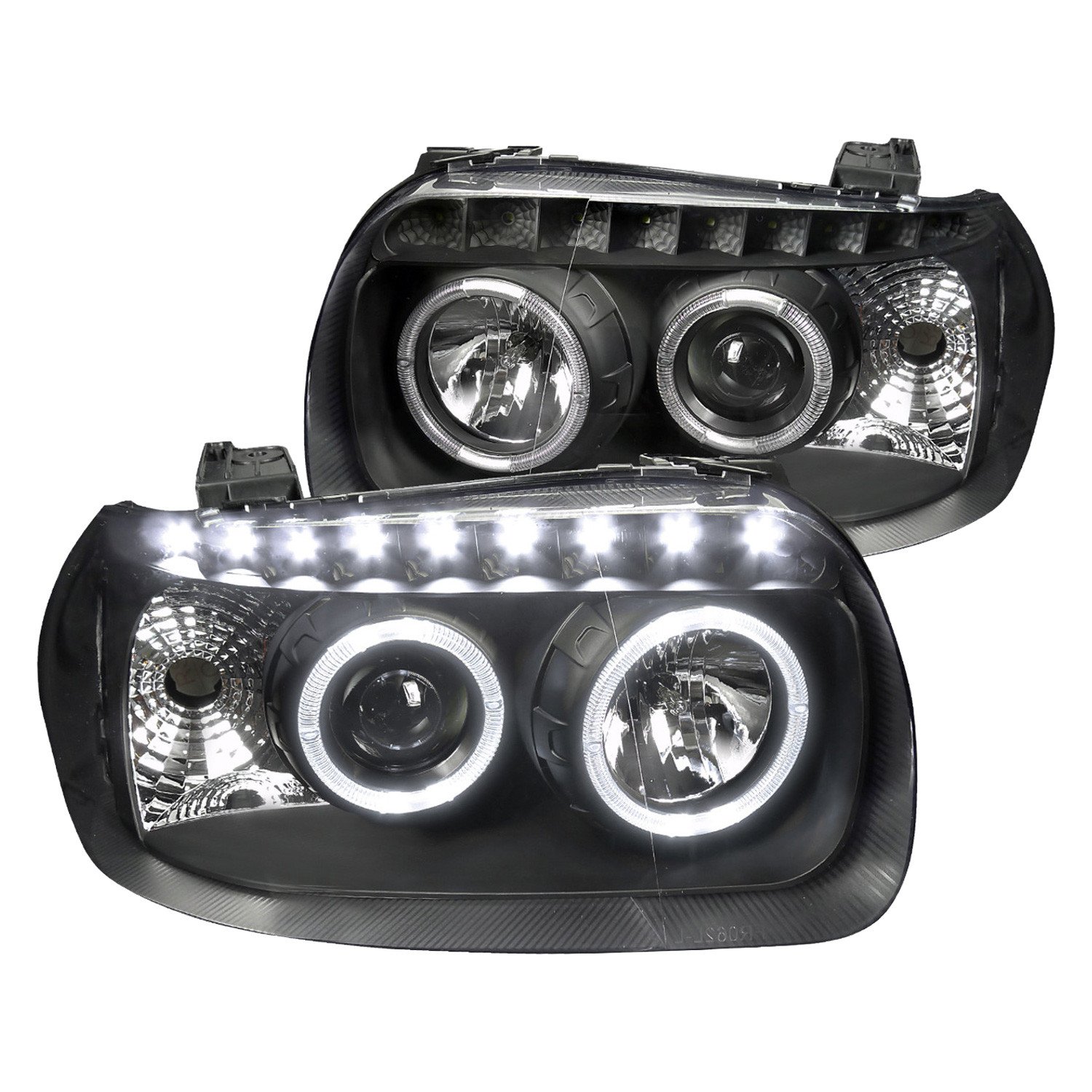 Fits 2005-2007 Ford Escape Dual Halo Projector Headlights w/ SMD LED Light Strip (Matte Black Housing/Clear Lens)
