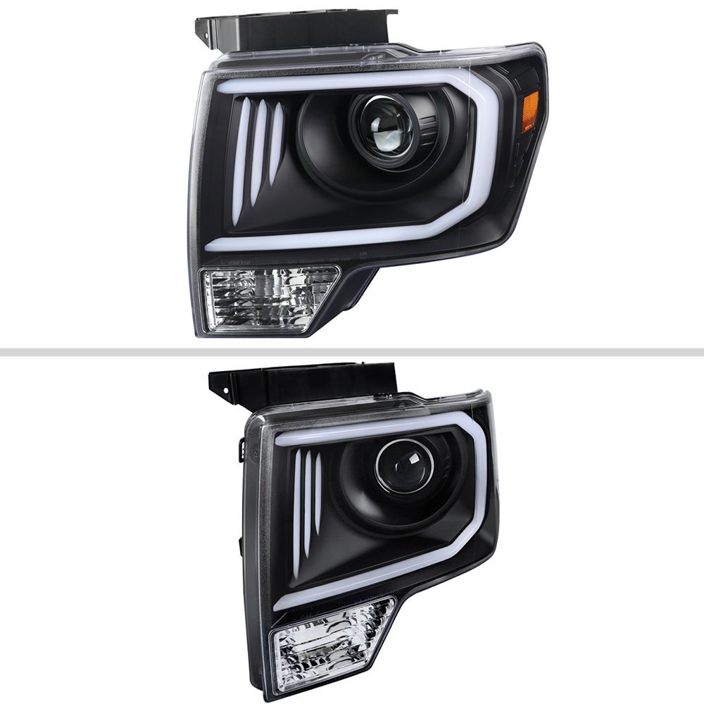 Fits 2009-2014 Ford F-150 LED C-Bar Projector Headlights (Matte Black Housing/Clear Lens) - Image 7