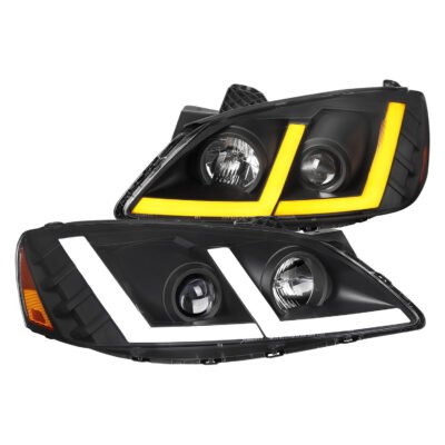 Fits 2005-2010 Pontiac G6 Projector Factory Style Headlight with LED Bar Turn Signal (Matte Black Housing/Clear Lens)