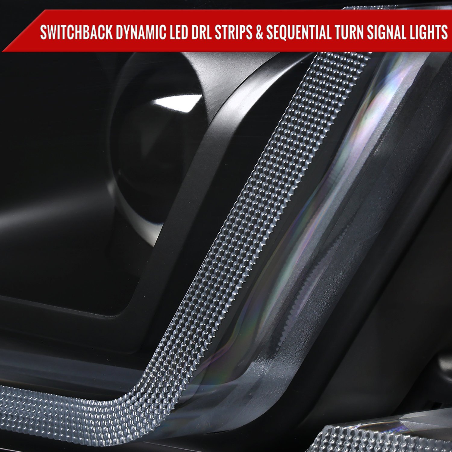 Fits 2014-2020 Chevy Impala LED DRL Sequential Projector Headlights (Matte Black Housing / Clear Lens) - Image 4